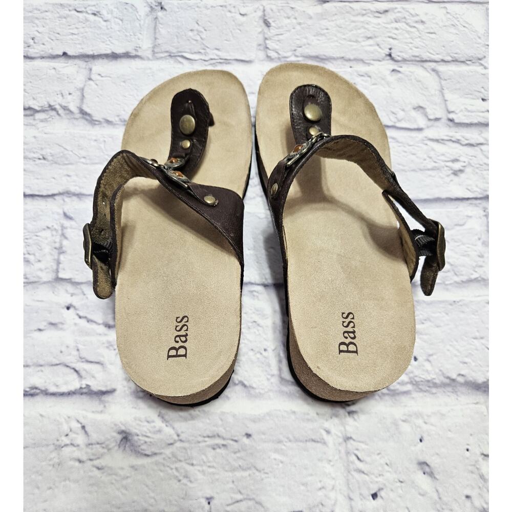G.H. Bass Apache Brown Leather Thong Sandals Women’s Size 9M Comfort Beaded Boho - Picture 5 of 9